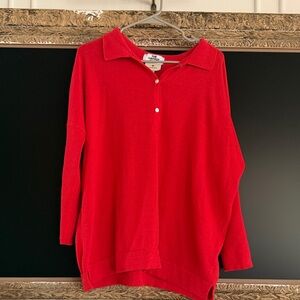 Tuckernuck Red V-Neck Collared Knit Sweater